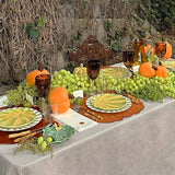 Porta Tarjetas para personalizar lugares en forma de Calabaza en Cerámica Verde, Set de 4