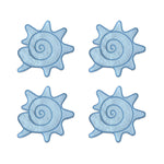 Portavasos para tus drinks en algodón azul en forma de caracol marino, marca Zash 
