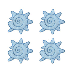 Coasters Arrecife con Bordado de Caracol Marino en Algodón Azul Set de 4