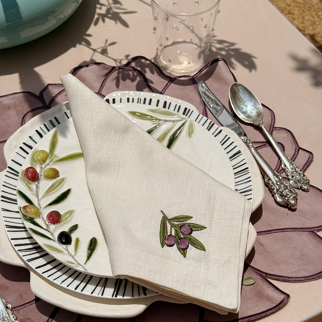 Platos Trinche de Rayas Verdes, set de 4