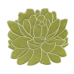 Individuales Blossom Bordado en Algodón Verde Olivo. Set de 4