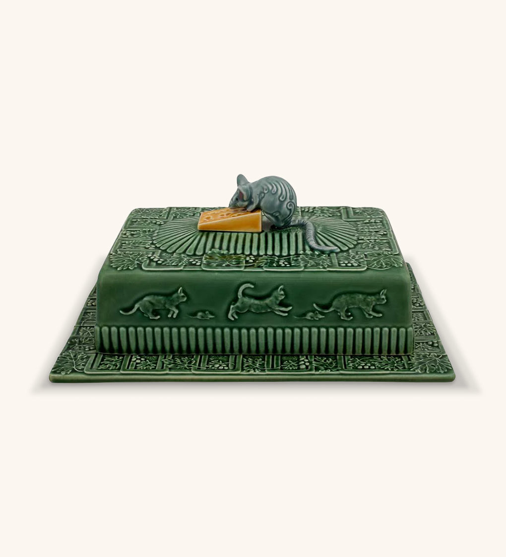 Quesera de Ratón con Tapa Verde. 31 cm.