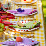 Servilletas Tutti Frutti en Mascota de Algodón de Colores con Bordado de Frutas. Set de 4