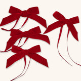 Servilleteros Moño de Terciopelo Rojo 22mm. Set de 4