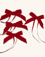 Servilleteros Moño de Terciopelo Rojo 22mm. Set de 4