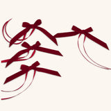 Servilleteros Moño de Terciopelo Rojo 16mm. Set de 4