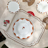 Individuales con Bordado de Hongo en Terciopelo Ivory. Set de 4