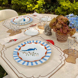 Individuales con Bordado de Hongo en Terciopelo Ivory. Set de 4