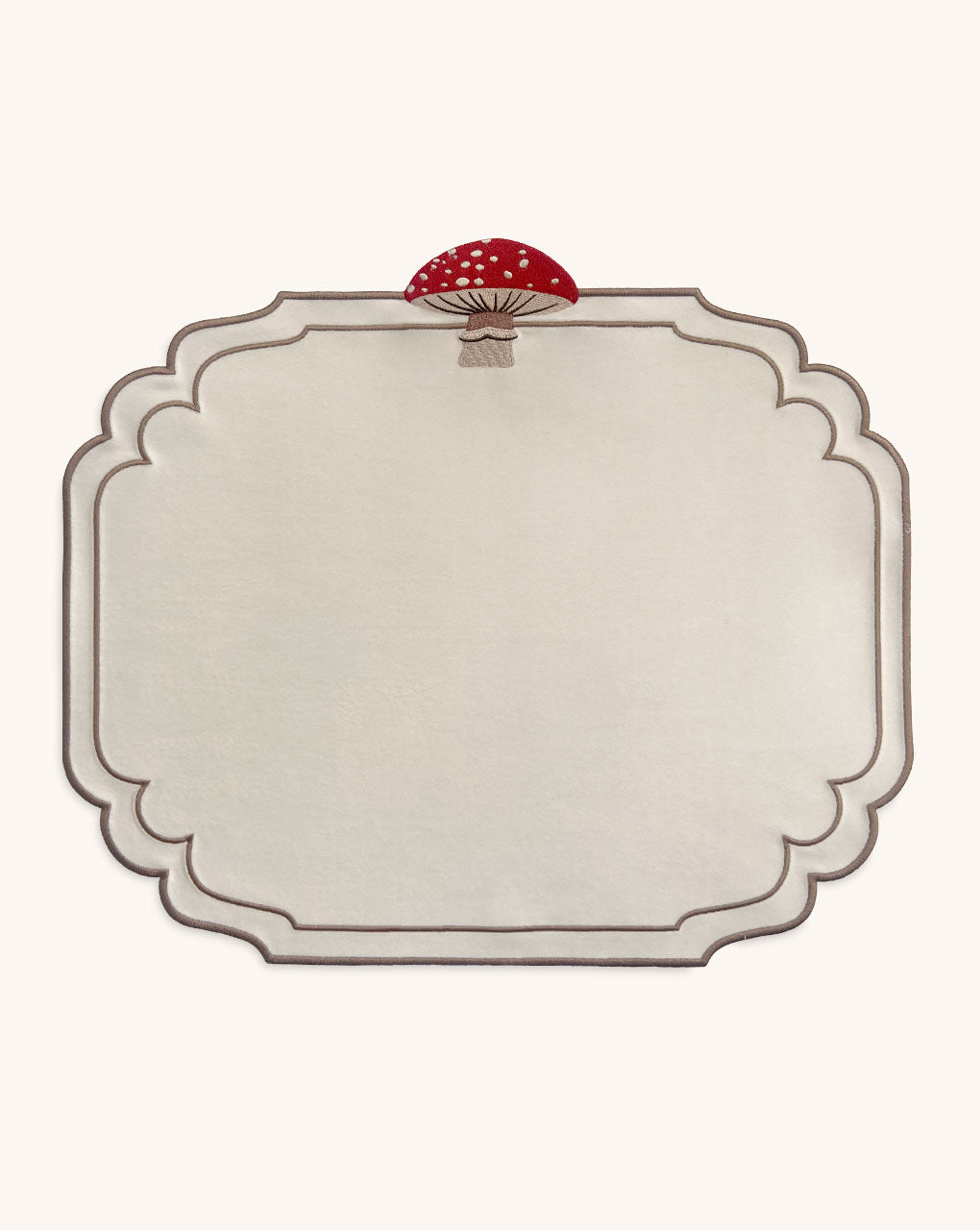 Individuales con Bordado de Hongo en Terciopelo Ivory. Set de 4