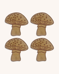 Cocteleras en Forma de Hongo de Yute con Orilla Bordada. Set de 4