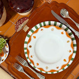 Plato Sopero con Orilla de Hongos y Hojas. Set de 4
