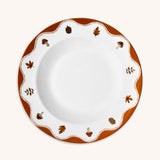 Plato Sopero con Orilla de Hongos y Hojas. Set de 4