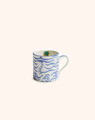 Taza de Porcelana de Tigre Azul con Flor
