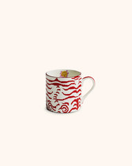 Taza de Porcelana de Tigre Rojo y Flores