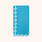 Set de 4 Servilletas Turquesa con Bordado de Olas - La Mar