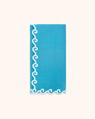Set de 4 Servilletas Turquesa con Bordado de Olas - La Mar