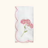 Servilleta Big Daisy en Lino Blanco con Bordado de Flor en Rosa. Set de 4