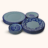Set de Vajilla con 4 Bajoplatos, 4 Platos Trinche, 4 Platos Ensalada y 4 Platos Pan Puebla Azul