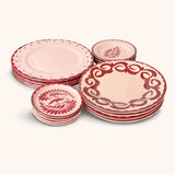 Set de Vajilla con 4 Bajoplatos, 4 Platos Trinche, 4 Platos Ensalada y 4 Platos Pan Puebla Rosa