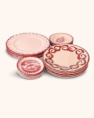 Set de Vajilla con 4 Bajoplatos, 4 Platos Trinche, 4 Platos Ensalada y 4 Platos Pan Puebla Rosa