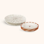 Set de Vajilla con 4 Platos Trinche Rayas Gris y 4 Platos Soperos con Hongo