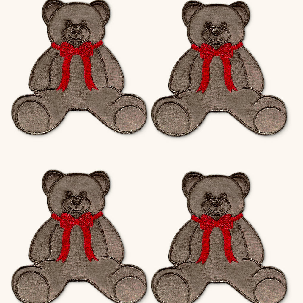 SET DE 4 COCTELERAS DE OSO EN TERCIOPELO CAFE