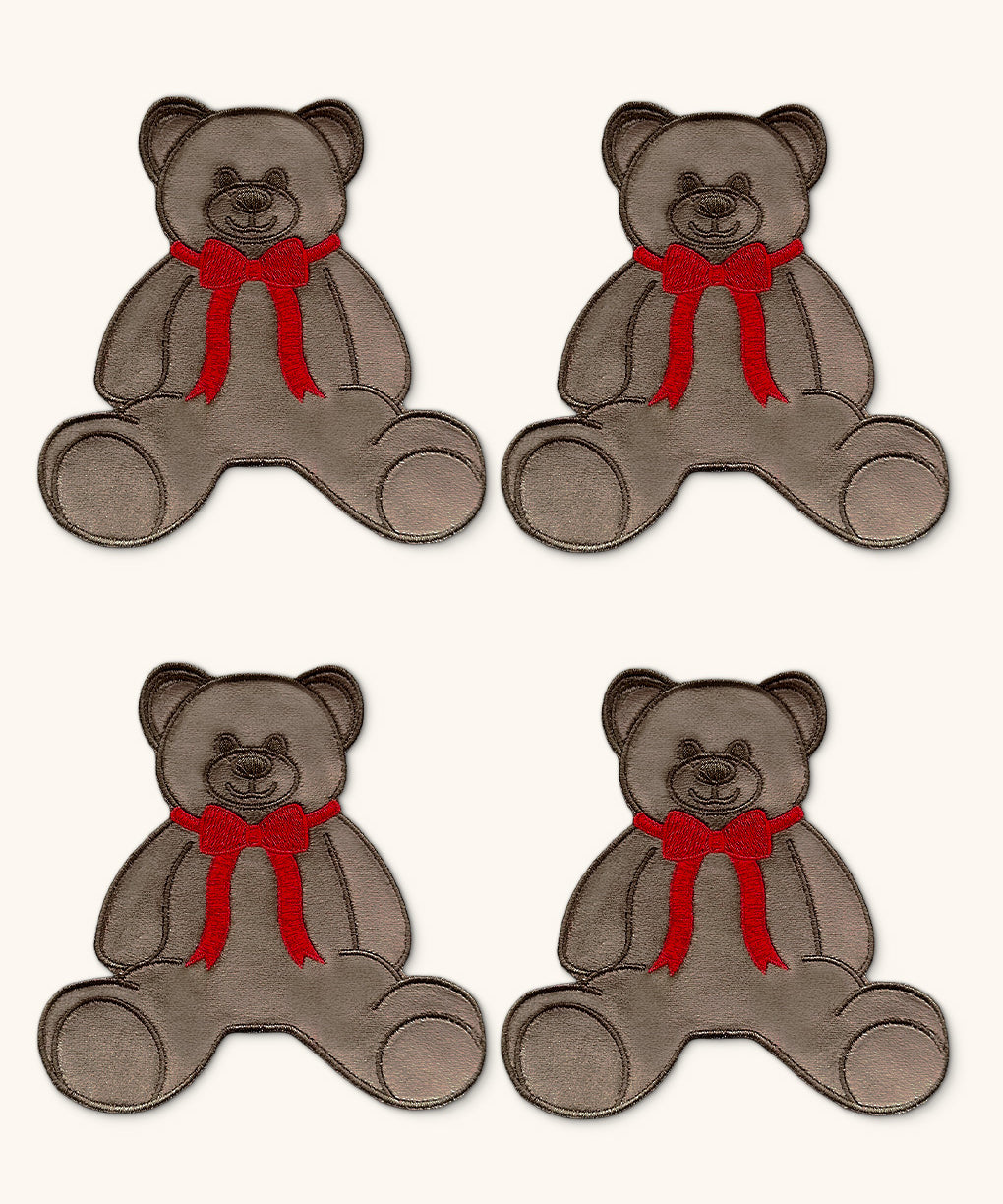 SET DE 4 COCTELERAS DE OSO EN TERCIOPELO CAFE