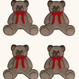 Cocteleras Teddy Bear en Terciopelo Café con bordado de Oso. Set de 4