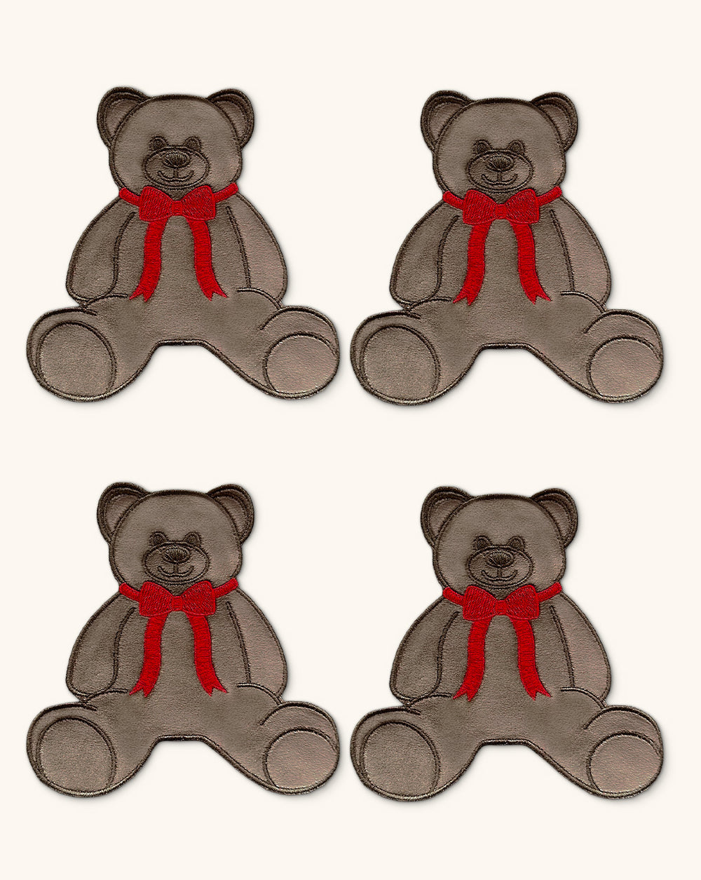 SET DE 4 COCTELERAS DE OSO EN TERCIOPELO CAFE