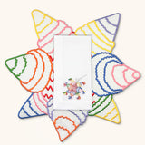 Set de Mantelería Posada con Individuales y Servilletas en Lino Blanco con Bordado de Piñata. Set para 4 personas