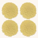 Cocteleras Flor Dalia en Loneta de Algodón Amarillo Pastel. Set de 4