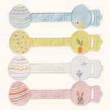 Servilleteros con Bordado de Pascua en Loneta de Algodon y Lino. Set de 4