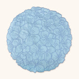 Individual Flor Hortensia en Loneta de Algodón Azul Pastel. Set de 4