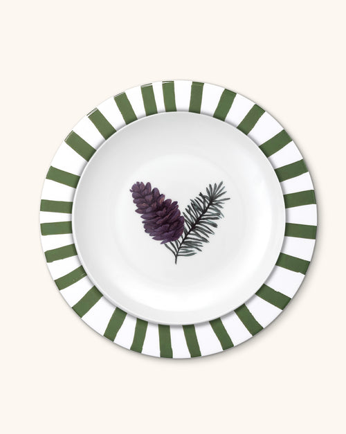 Set de Vajilla con 4 Platos para Ensalada Pinecone y 4 Platos Trinche Candy Cane Verde Bosque