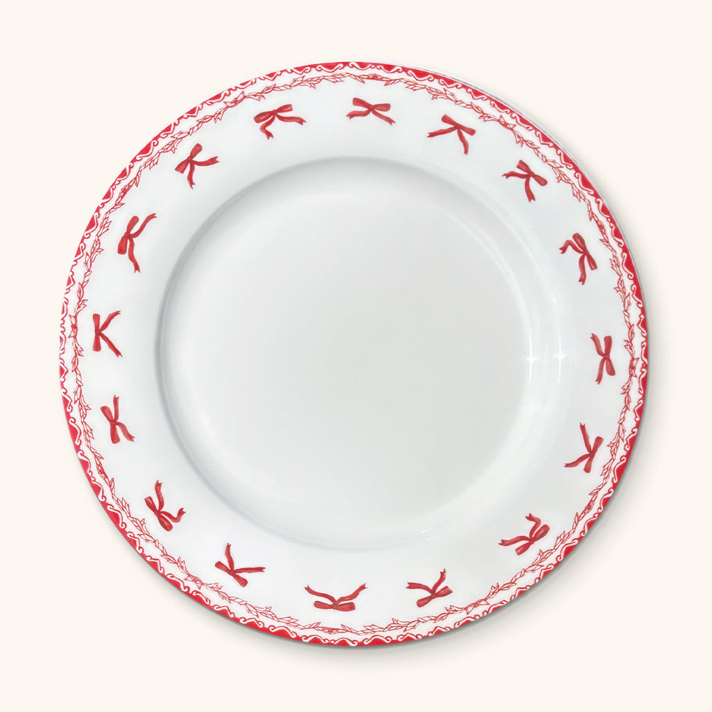 SET DE 4 PLATOS TRINCHE CON GUIRNALDA DE MOÑITOS ROJOS