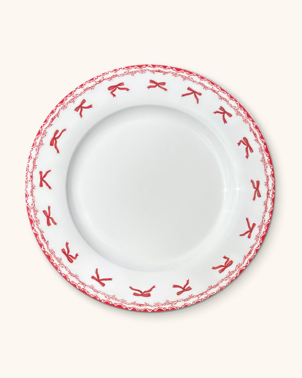 SET DE 4 PLATOS TRINCHE CON GUIRNALDA DE MOÑITOS ROJOS