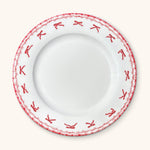 SET DE 4 PLATOS TRINCHE CON GUIRNALDA DE MOÑITOS ROJOS