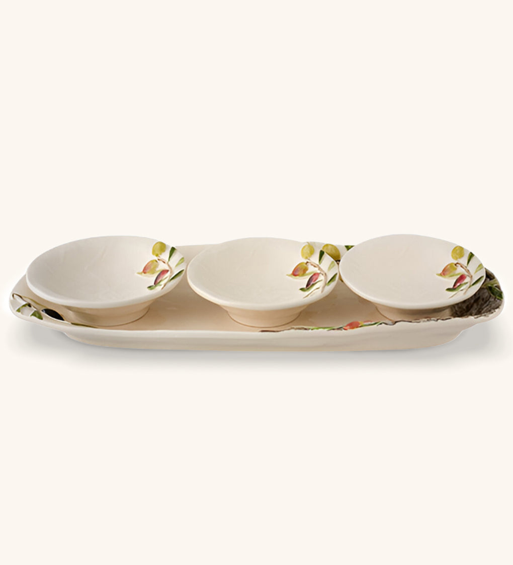 SET DE CHAROLA Y 3 MINI BOWLS OLIVAL DE BORDALLO PINHEIRO