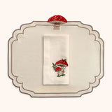 Set de Mantelería con 4 Individuales Hongo de Terciopelo Ivory y 4 Servilletas de Hongo