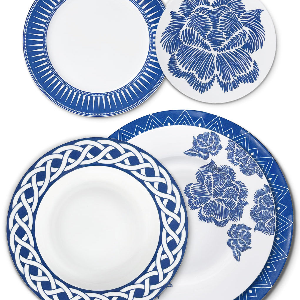 Set completo de Vajilla Identidad en color Azul, diseñado por Sofía Aspe Interiorismo para Zash