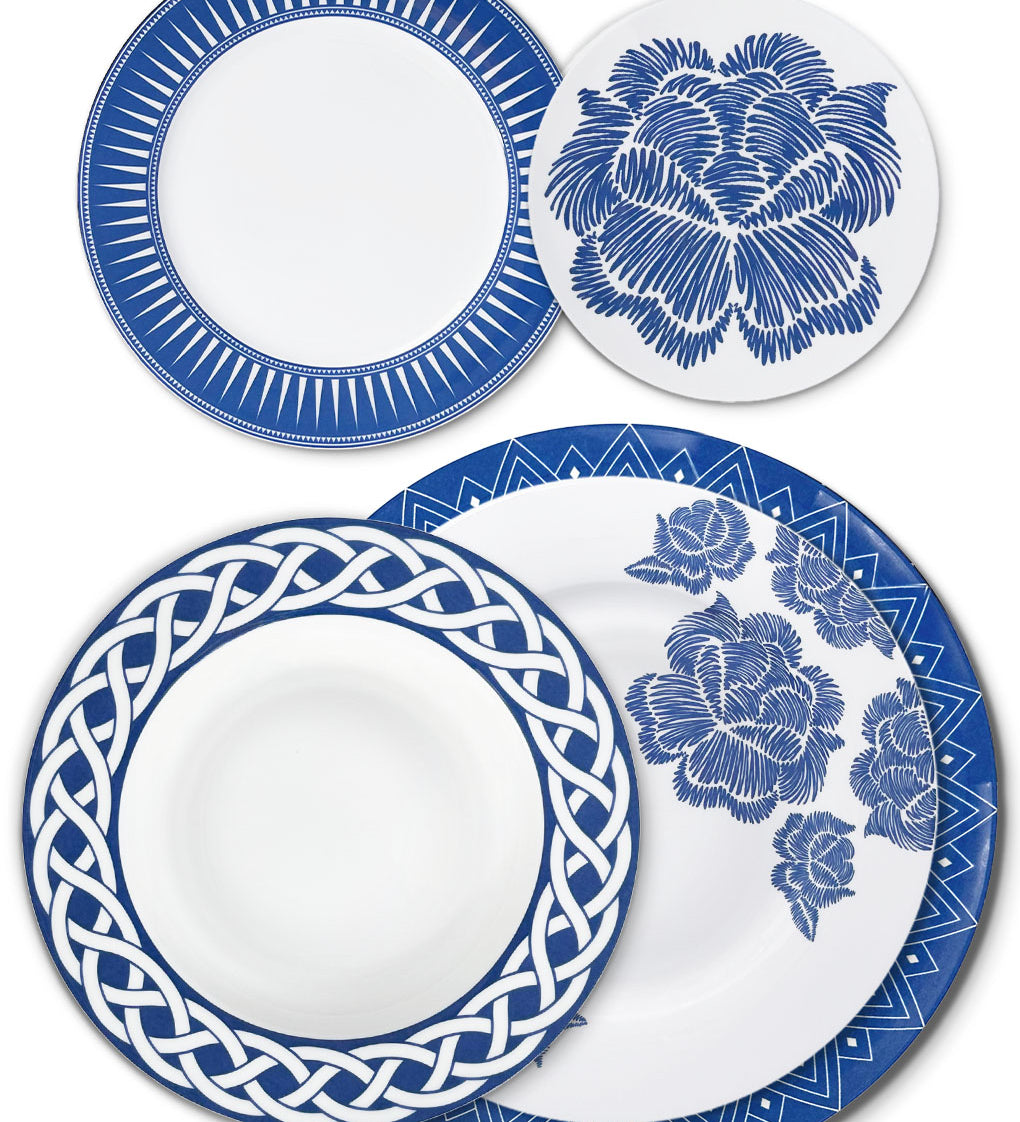Set completo de Vajilla Identidad en color Azul, diseñado por Sofía Aspe Interiorismo para Zash