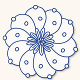 Individuales Identidad en Lino Blanco con Bordado de Biznaga en Azul. Set de 4