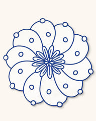 Individuales Identidad en Lino Blanco con Bordado de Biznaga en Azul. Set de 4