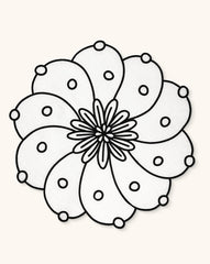 Individuales Identidad en Lino Blanco con Bordado de Biznaga en Negro. Set de 4