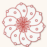 Individuales Identidad en Lino Blanco con Bordado de Biznaga en en Rojo Set de 4