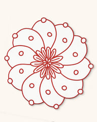 Individuales Identidad en Lino Blanco con Bordado de Biznaga en en Rojo Set de 4