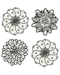 Set de 4 Coasters Identidad en Lino Blanco con Bordado de Biznaga, Paciflora y Dalia Negras, diseñado por Sofía Aspe Interiorismo para Zash