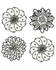 Coasters Identidad en Lino Blanco con Bordado de Biznaga, Paciflora y Dalia Negras. Set de 4