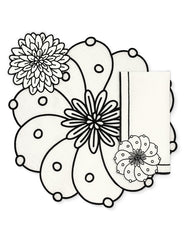 Set de Mantelería Identidad con Individuales, Servilletas y Coasters en Lino Blanco con Bordado en Negro . Set para 4 personas