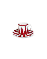 Tazas Espresso con Plato Identidad Rojo. Set de 4